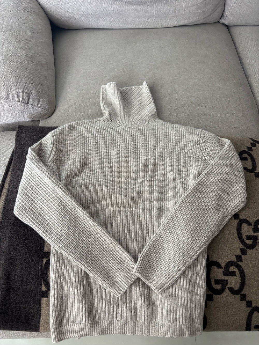 Quince Light Gray Ribbed Turtleneck